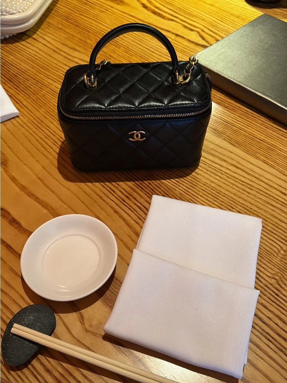 Chanel Quilted Leather Vanity Bag with top handle